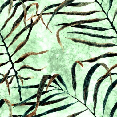 Tropikal seamless modeli. Palmiye sallanan suluboya