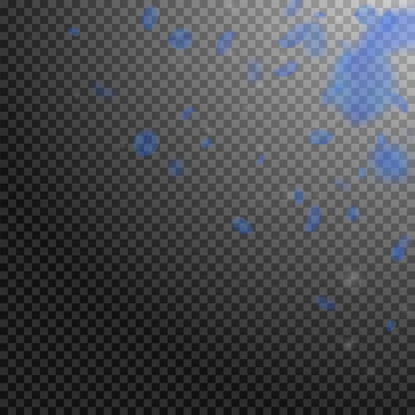 Mörkblå blomblad faller ner. Fantastisk rom — Stock vektor