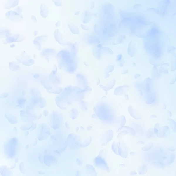 Pétales de fleurs bleu clair tombant. Charmant Roma — Image vectorielle