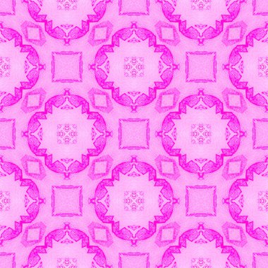 Pembe madalyon allover dikişsiz desen. El çizimi