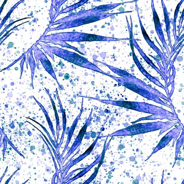 Tropiska sömlösa mönster. Akvarell krökt palm — Stockfoto