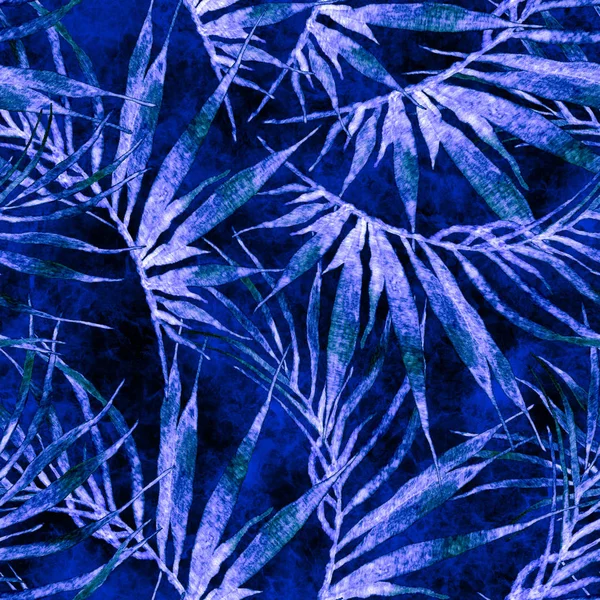 Modello tropicale senza soluzione di continuità. Acquerello caotico foglie di palma, bambù giapponese . — Foto Stock