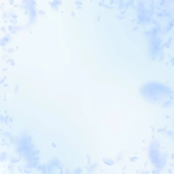 Pétalos de flor azul claro cayendo. Glamoroso r — Archivo Imágenes Vectoriales