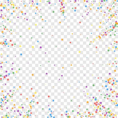 Şenlikli konfeti. Kutlama yıldızları. Gökkuşağı parlaklığı