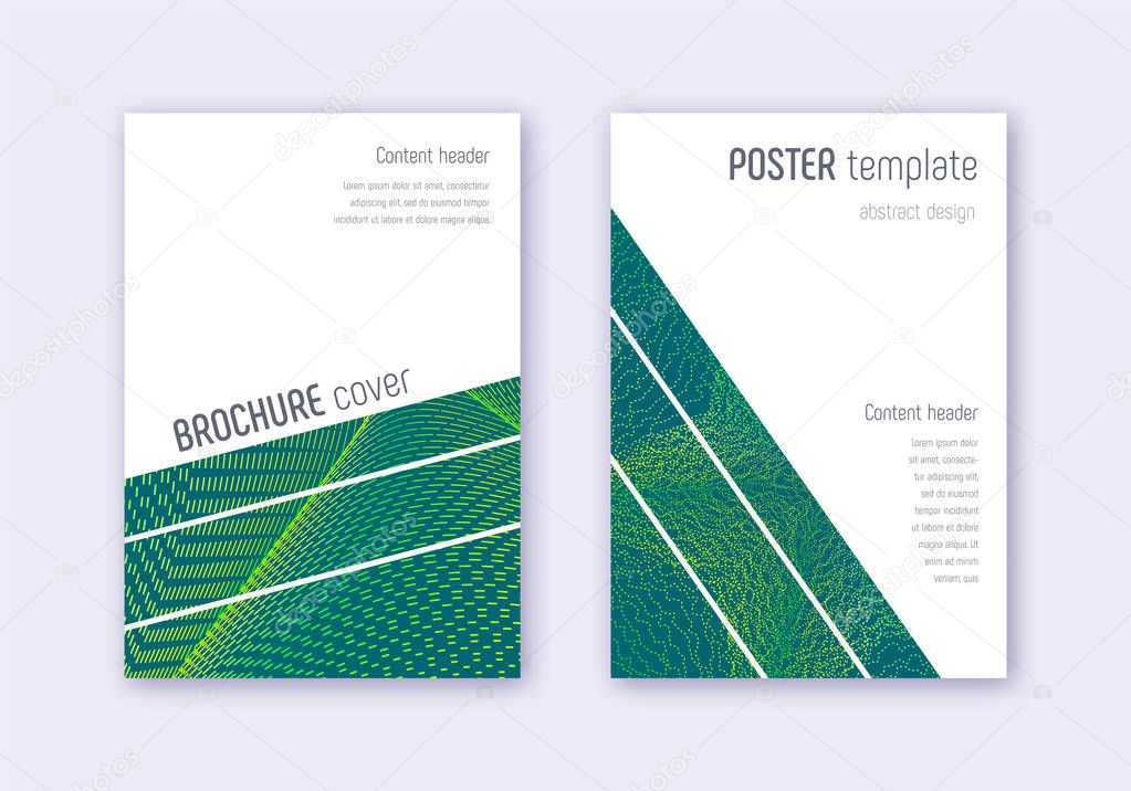 Geometric cover design template set. Green abstrac