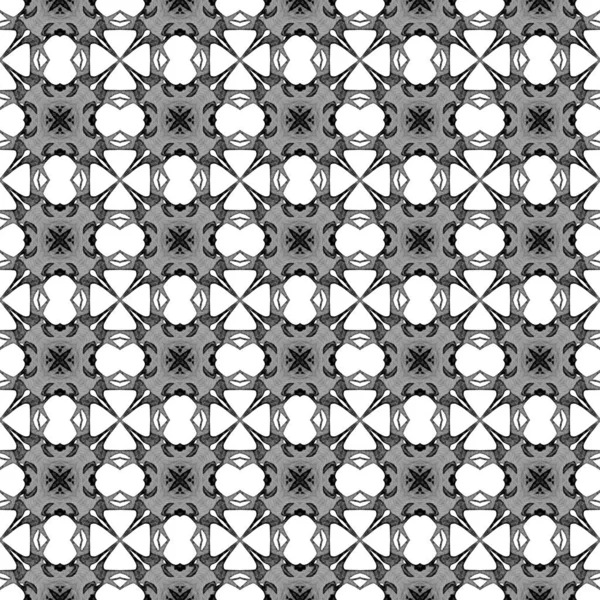 Black and white geometric seamless pattern. Hand d — Stock Photo, Image