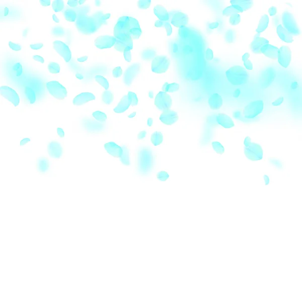 Turquoise flower petals falling down. Attractive r — Stock Vector