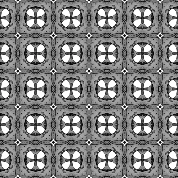 Black and white geometric seamless pattern. Hand d — Stock Photo, Image