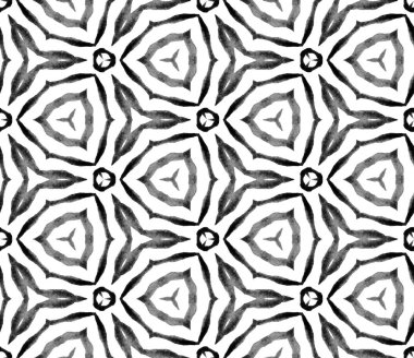 Siyah beyaz geometrik yapraklar dikişsiz desen