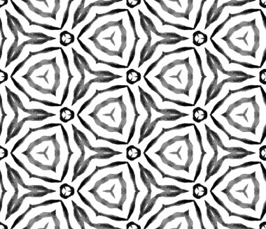 Black and white geometric foliage seamless pattern clipart