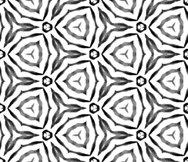 Black and white geometric foliage seamless pattern