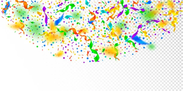 Streamers and confetti. Festive tinsel and foil ri — Stock Vector