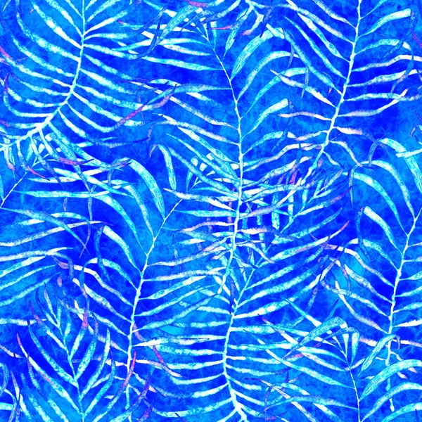Patrón tropical sin costuras. Acuarela enmarañada palma — Foto de Stock