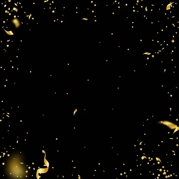 Streamers et confettis. Ribbo en fer blanc et feuille d'or — Image vectorielle