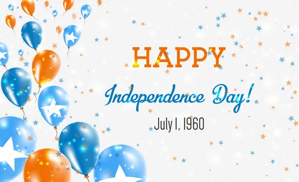 索马里独立日问候卡飞行在索马里全国颜色的气球。独立日快乐索马里矢量图. — 图库矢量图片