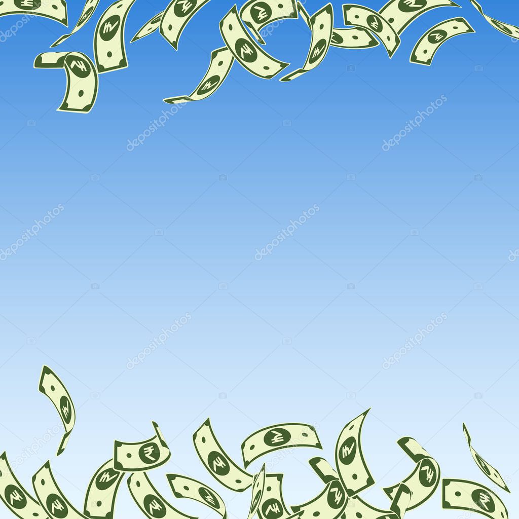 Indian Rupee Notes Falling Floating Inr Bills On Blue Sky Background India Money Brilliant Vector Illustration Bewitching Jackpot Wealth Or Success Concept Premium Vector In Adobe Illustrator Ai Ai