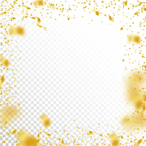 Correntes e confetes. ouropel de ouro e fita de folha metálica —  Vetores de Stock