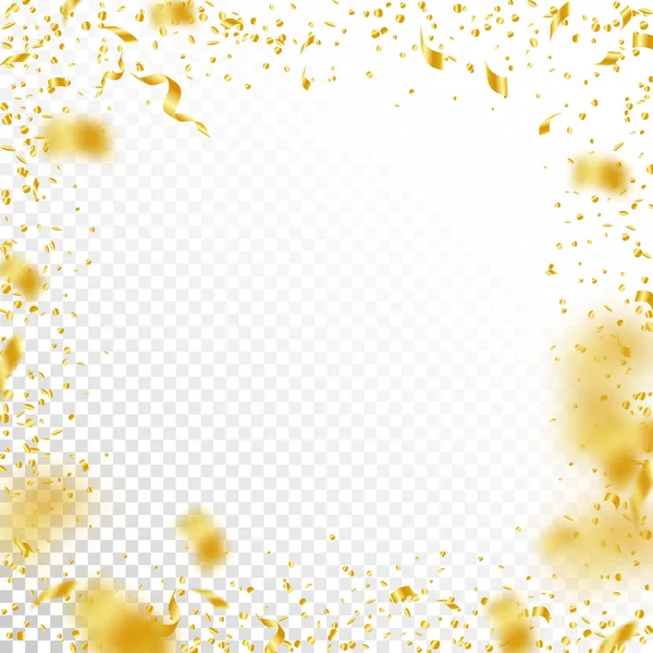 Streamers and confetti. Gold tinsel and foil ribbo — Stock Vector