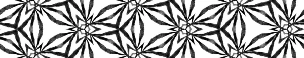 Zwart-wit geometrische gebladerte naadloze rand — Stockfoto