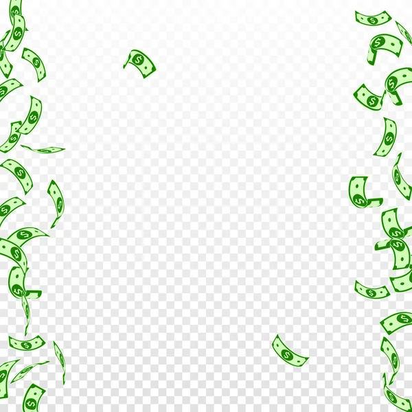 Billetes de dólar americano cayendo. Facturas escasas en USD — Archivo Imágenes Vectoriales