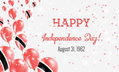 Trinidad and Tobago Independence Day Greeting Card. Flying Balloons in Trinidad and Tobago National Colors. Happy Independence Day Trinidad and Tobago Vector Illustration. clipart