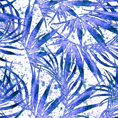 Tropikal seamless modeli. Suluboya kaotik palm