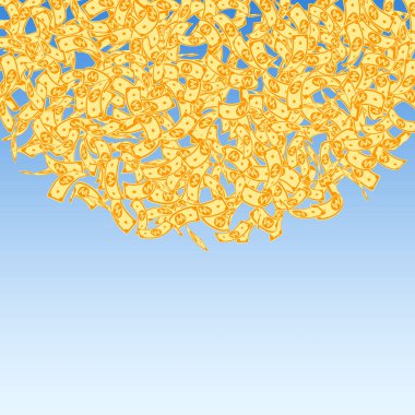 Korece notlar düşüyor. Mavi üzerine küçük WON faturaları 