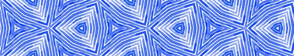 Blauwe Naadloze Grens Roll. Geometrische aquarel — Stockfoto