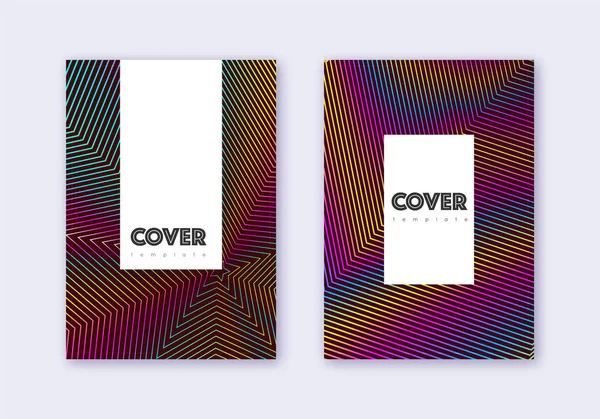 Hipster cover design template set. Rainbow abstrac — Stock Vector