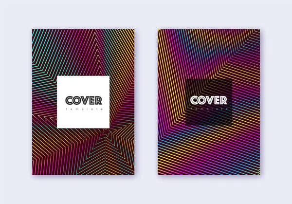 Hipster-Cover-Design-Vorlagen-Set. Regenbogenabstrakt — Stockvektor