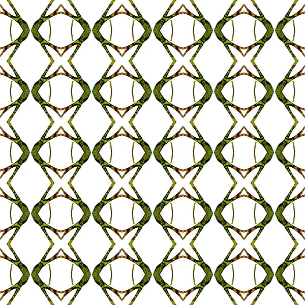 Modello geometrico verde arancio senza cuciture. Disegno a mano — Foto Stock