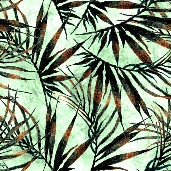 Modèle sans couture tropicale. Aquarelle palmier chaotique — Photo