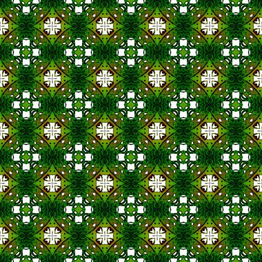 Turuncu yeşil geometrik Dikişsiz desen. El beraberlik