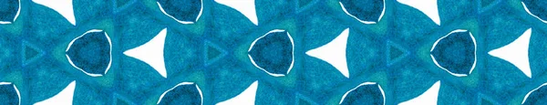 Blauwe lente naadloze rand Scroll. Geometrische wate — Stockfoto