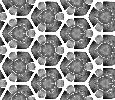 Gri siyah ve beyaz vintage kaleydoskop Dikişsiz