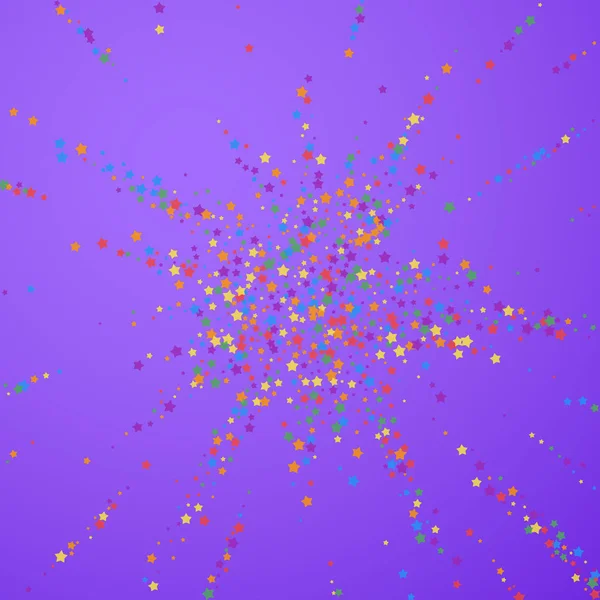 Confeti festivo. Estrellas de celebración. Arco iris brigh — Vector de stock