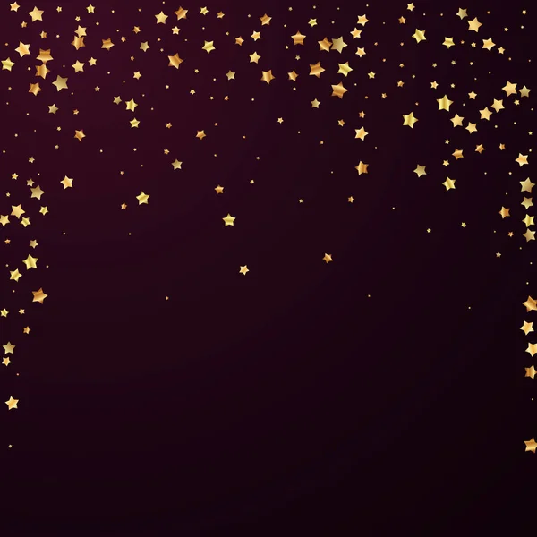 Estrellas de oro de lujo al azar confeti espumoso. Scatt. — Vector de stock