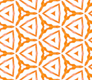 Turuncu madalyon dikişsiz desen. Elle çizilmiş wate