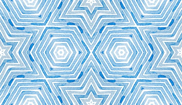 Blue Geometric Watercolor. Curious Seamless Patter — Stock Photo, Image
