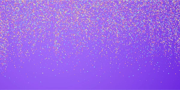 フェスティバル コンフェッティ お祝いの星 明るい紫色の背景に小さなカラフルな星 かわいいお祝いオーバーレイテンプレート ベクトルイラスト — ストックベクタ