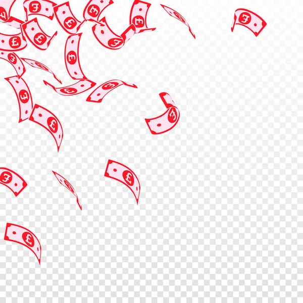 Les notes de livre sterling tombent. Billets GBP flottants sur — Image vectorielle