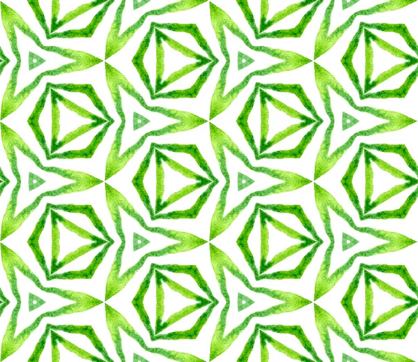 Modello geometrico verde fogliame senza cuciture. Dra della mano — Foto Stock