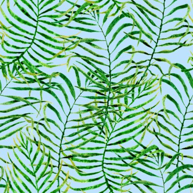 Tropikal seamless modeli. Sulu boya karışık palm