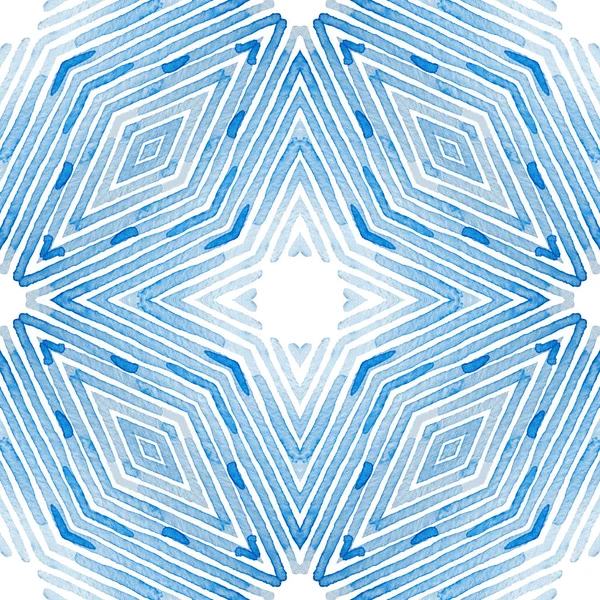 青い幾何学的水彩画。不思議なシームレスなパターン — ストック写真