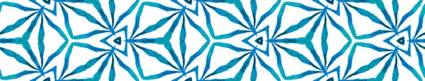 Blue geometric foliage Seamless Border Scroll. Geo — Stock Photo, Image