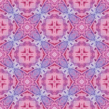 Kırmızı mavi madalyon Dikişsiz desen allover. El 