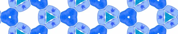 Turquoise blauwe retro naadloze rand Scroll. Geome — Stockfoto