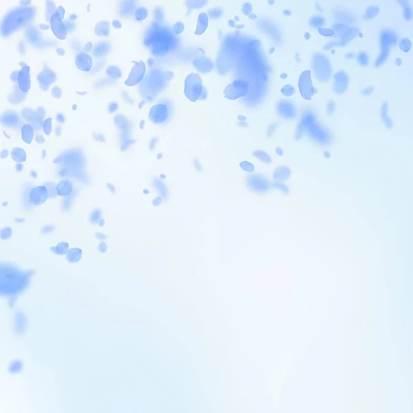 Pétales de fleurs bleu foncé tombant. Délicat rom — Image vectorielle