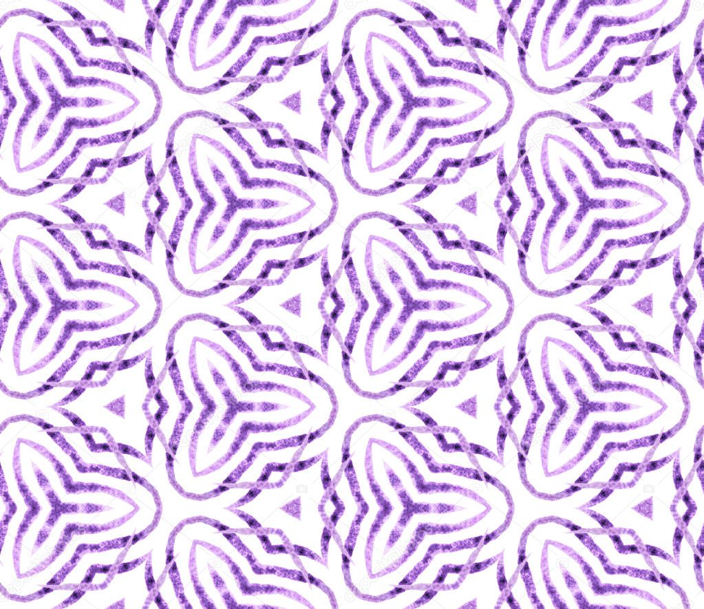 Purple handdrawn seamless pattern. Hand drawn wate