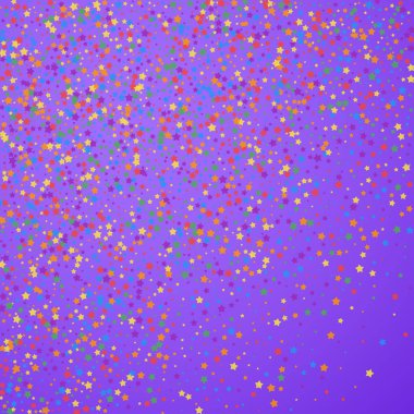 Şenlikli konfeti. Kutlama yıldızları. Gökkuşağı parlaklığı